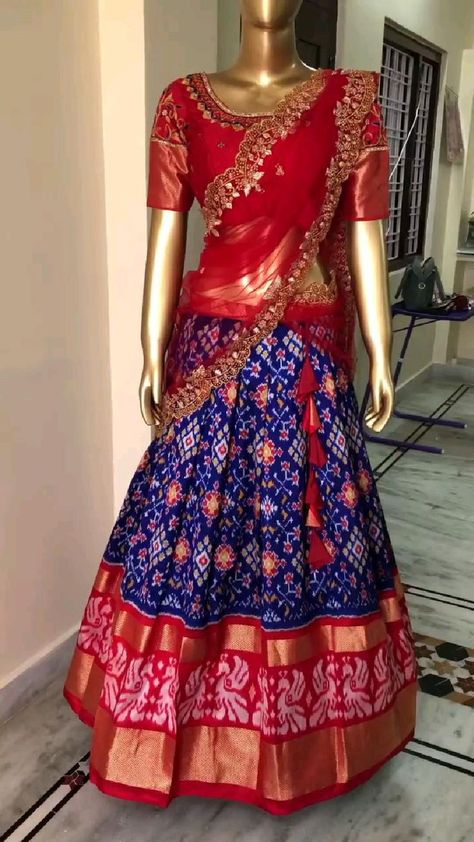 All Pure Ikkat silks , Direct sell from weavers for best Prices & Best Quality | Half saree designs, Lehenga designs latest, Lehenga designs Latest Half Saree Designs Party Wear, Long Dress Models, Lehenga Pattu, Traditional Outfit Ideas, Lehenga Designs Latest, Ethnic Lehenga, Langa Blouse, 13 Year Girl, Choli Blouse Design