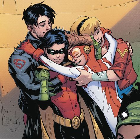 Tim Drake, Bart Allen, Cassie Sandsmark, & Conner Kent in Young Justice #4 - “Seven Crises IV” (2019) Superboy Young Justice, Young Justice Comic, Cassie Sandsmark, Batfamily Funny, Univers Dc, Batman Funny, Dc Comics Superheroes, Red Robin, Dc Comics Artwork