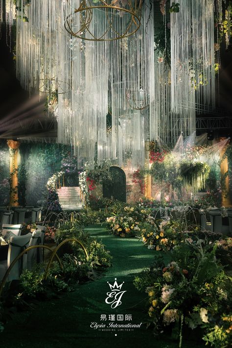 Art Deco Garden Wedding, Fantasy Event Decor, Enchanted Forest Debut, Enchanted Garden Decor, Ethereal Debut Theme, Wedding Forest Theme, Fantasy Sanctuary, Fairytale Wedding Ceremony, Enchanted Garden Theme