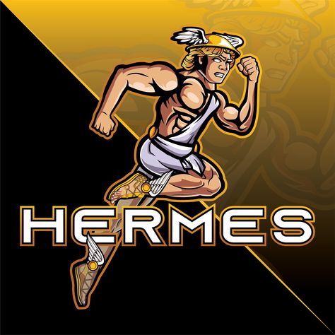 Greek Hermes, God Of Speed, Hermes God, Logo Gamer, God Logo, Olympian Gods, Esports Logo, The Messenger, Greek Gods