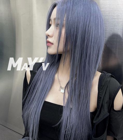 What To Wear With Blue Hair, Blue Ash Hair, Dark Ash Blue Hair, Dark Blue Dyed Hair, Asian Blue Hair, Ash Blue Hair Color, Grey Blue Hair, Smokey Blue Hair, Ash Blue Hair