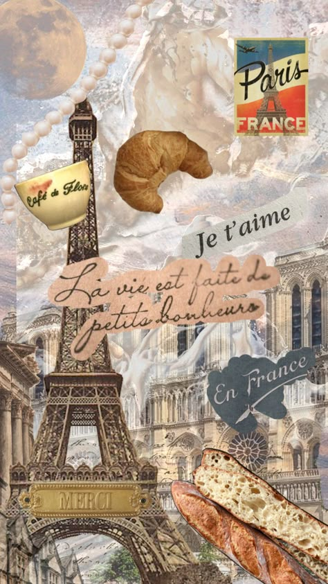 French Aesthetic Moodboard, Travel To Paris Aesthetic, French Aesthetic Poster, France Culture Aesthetic, French Things Aesthetic, French Collage Aesthetic, Romantic French Aesthetic, French Athestic, Vintage French Aesthetic Wallpaper