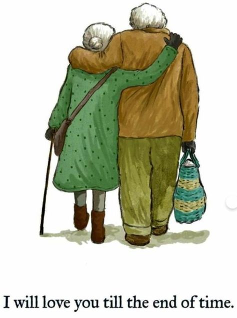 Old Couple Drawing, Old Couple Art, Old Age Couple, Happy Old Couple, Happy Old People, Love My Husband Quotes, Old Couple, I Love My Hubby, I Will Love You