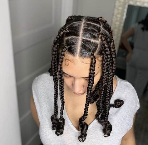 Big Box Braids With Curly Ends, Coi Leray Braids With Beads, Leray Braids, Coi Leray Braids, Jumbo Knotless, Braids Short, Braids Long, Coi Leray, Big Box Braids Hairstyles