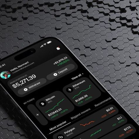 Conceptzilla on Instagram: "For this client, we’ve created a mobile application where all essential info is glanceable and easy to spot. Financial apps and the sphere in general often seem intimidating, so we make sure that the UI is not overwhelming. The person should clearly see what the next move is because timing is crucial in financial matters. We used the same user-centric approach when designing statistics and dashboards, since they were packed with data. #app #ui #ux #uxdesign #uidesign #application #userexperience #userinterface #onlinemarketing #designstudio #design #appdesigner #uxui #appdesign #designapp #uxdesigner #uidesigner #topdesign #behance #dribbble #uxinspiration #uiinspiration #ios #android #mobile" Fintech App, School App, Instagram Application, Financial Apps, Normal Design, Dashboard App, Dashboard Mobile, Trading App, Best Ui Design