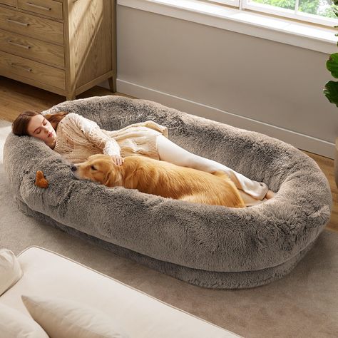 PRICES MAY VARY. Cushioned Bolster for Cozy Comfort: Discover absolute comfort with our upgraded human dog bed, featuring a cushioned bolster design that resists collapsing. Filled with chopped foam, it offers superb head and neck support, ensuring peaceful rest. Non-slip rubber dots on the base add stability, making it perfect for any room. Versatile and Spacious Relaxation: Our human dog bed is a relaxation haven, ideal for unwinding after a long day. Its spacious design is perfect for cuddlin Human Dog Bed Combo, Dog Bed For Bedroom, Human Size Dog Bed, Dog Couches, Eminem Daughter, Dog Bed For People, Giant Dog Bed, Dog Bed For Humans, Big Dog Bed