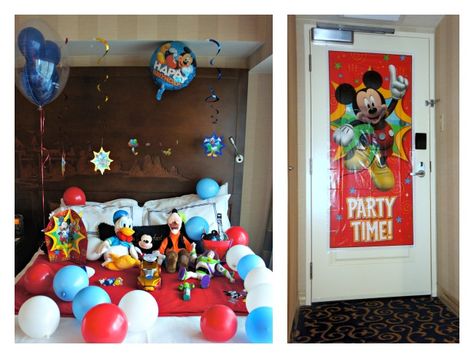 Tips For A Disney In-Room Celebration That Won’t Break The Bank #DisneySide Disney Hotel Birthday Decorations, Disney Hotel Room Decorations Birthday, Disney Hotel Room Decorations, Decorating Disney Resort Room Birthday, Hotel Birthday Decorations, Decorate Disney Hotel Room Window, Decorate Disney Hotel Room, Surprise Kids With Disney Trip Ideas, We’re Going To Disney Surprise