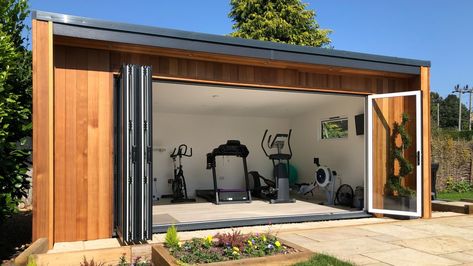 Dorset Garden Rooms — Prestige Garden Room Patio Gym Ideas, Cabana Ideas Backyard, Garden Gyms, Container Gym, Patio Gym, Backyard Office Shed, Sport Room, Gym Shed, Garden Gym