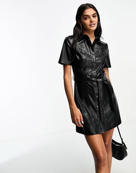 Page 4 - Bestsellers: Dresses Short Leather Dress Outfit, Leather Dress Outfit, Roll Neck Dress, Pinny Dress, Faux Leather Shirt, Leather Shirt Dress, Womens Black Coat, Maxi Slip Dress, Leather Shirt