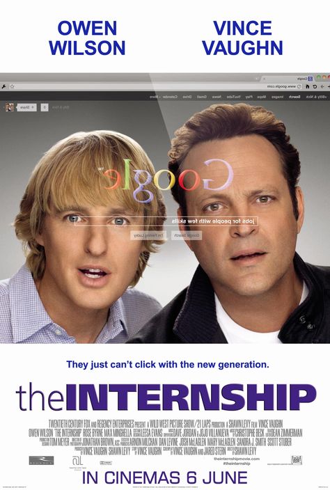 THE INTERNSHIP | ★ ★ ★ ½  | Release: 7 July 2013 | Country: US | Cast: Owen Wilson, Vince Vaughn & Rose Byrne | Watched on: Somewhere, 14 September 2013 | My Note: This one's a feel good laugh trip movie, I regret missing it in theaters in the US. | #TheInternship #RoseByrne #film The Internship, Zombie Land, Vince Vaughn, Owen Wilson, See Movie, Tv Series Online, About Time Movie, Love Movie, Comedy Movies