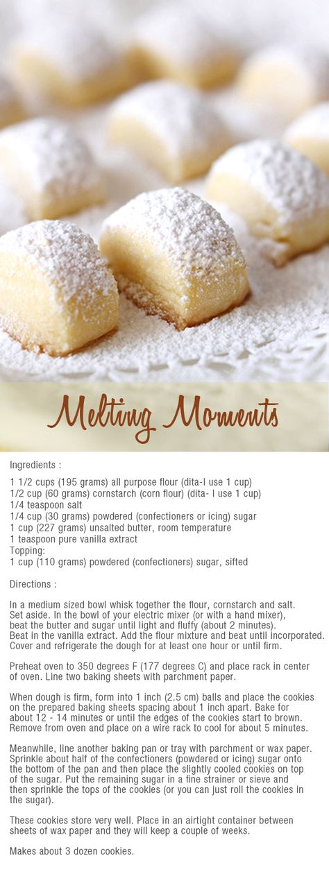 melting moments bites Melting Moments Cookies, بيتي فور, Resepi Biskut, Resipi Kek, Melting Moments, Cookies Recipes Christmas, Cookie Desserts, Yummy Cookies, Christmas Baking