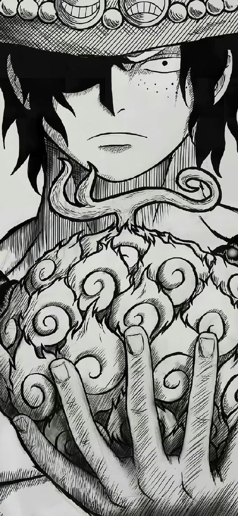 Op Op Fruit One Piece, One Piece Wallpaper Black And White, Ace Sketch, Ace Manga, One Piece Deviantart, Luffy Fanart, One Piece Aesthetic, Luffy Icon, Ace One Piece