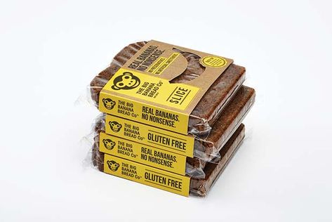 Banana Bread Slice Packaging, Banana Bread Packaging, Banana Bread Moist, Cake Banana Bread, Gluten Bread, Bread Brands, Cake Banana, Bread Packaging, Food Inspired