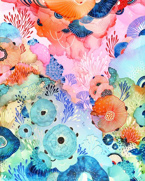 Vivid Environments by Yellena James Pause Natural Processes to Capture Life in Flux | Colossal Yellena James Artist Research, Yellena James Gcse Sketchbook, Yellena James, 심플한 그림, Colossal Art, Marvelous Designer, 수채화 그림, Alcohol Ink Art, Artist Paint