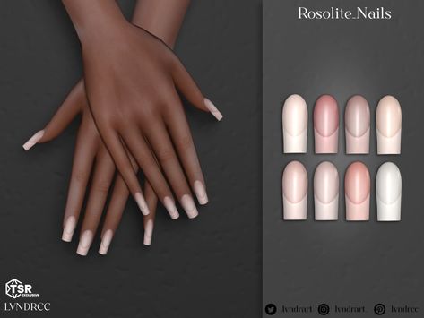 Sims 4 Cc Details, The Sims 4 Nails, Modern French Tip, Sims Nails, Square Manicure, Sims Jewelry, Sims 4 Cc Nails, Cc Accessories, Cc Nails