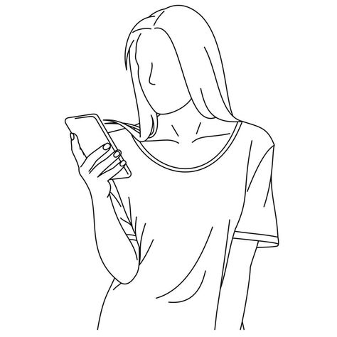 Person Looking At Phone Reference Drawing, Girl Holding Phone, Hand Holding Phone, Holding Phone, Drawing Of A Girl, Back Drawing, Gadgets Technology Awesome, Lore Olympus, Woman Looking