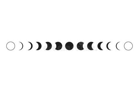 Moon Phases Tattoo Outline, Moon Phases Simple, Moon Phase Outline, Moon Phases Silhouette, Moon Phase Tattoo, Phase Tattoo, Moon Phase Line Art, The Moon Illustration, Moon Phases Tattoo