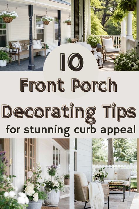 Stunning front porch styling Porch Decorating Ideas For Summer, Front Porch Styling, Porch Styling, Porch Refresh, Big Front Porches, Front Porch Inspiration, Porch Decorating Ideas, Bedroom Trends, Lake Shore Drive