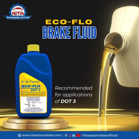 Ensure optimal braking performance with TVS ECO-FLO DOT 3 Brake Fluid! 🚗 This high-quality brake fluid is specially formulated for heavy-duty applications, providing reliable braking power and preventing corrosion. Visit Rita Automobiles Pvt. Ltd. today to purchase TVS ECO-FLO DOT 3 Brake Fluid and keep your vehicle running smoothly. #BrakeFluid #HeavyDuty #Automotive #CarMaintenance #MotorcycleMaintenance #RitaAutomobiles https://www.ritaautomobiles.com Brake Fluid, Car Maintenance, Heavy Duty, Running, High Quality, Quick Saves