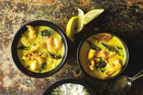 Prawn Moilee recipe | Epicurious.com Indian Prawn Curry, Prawn Curry, Curry Shrimp, Chicken Tikka Masala, Chicken Tikka, Dinner Dishes, Small Bites, Fish And Seafood, Lunches And Dinners