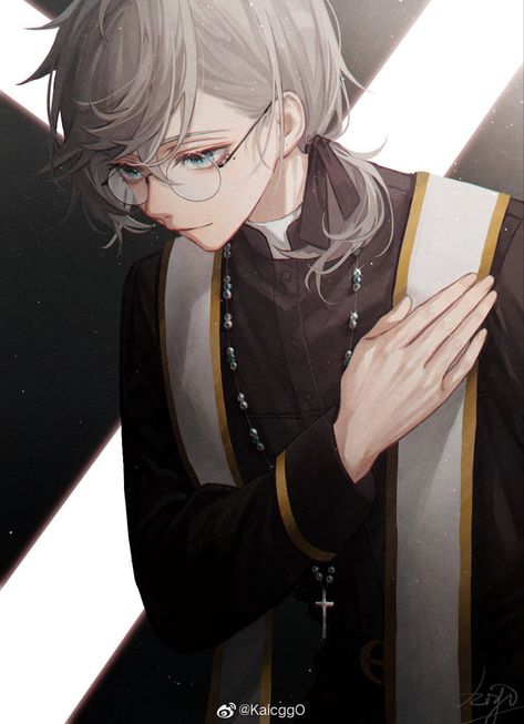 Priest Oc Male, Pastor Character Design, Manhwa Priest, Handsome Priest, Anime Priest, Priest Character Design, Priest Oc, Priest Art, Priest Robes