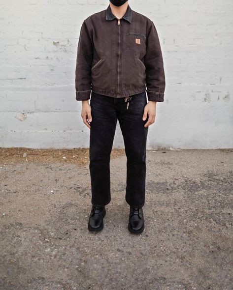 Detroit Jacket Outfit, Dr Martens Shoes Outfit, Vintage Carhartt Jacket, Dr Martens Outfit, Carhartt Jacket, Street Fits, Denim Jacket Fashion, Mens Workwear, Denim Jacket Men