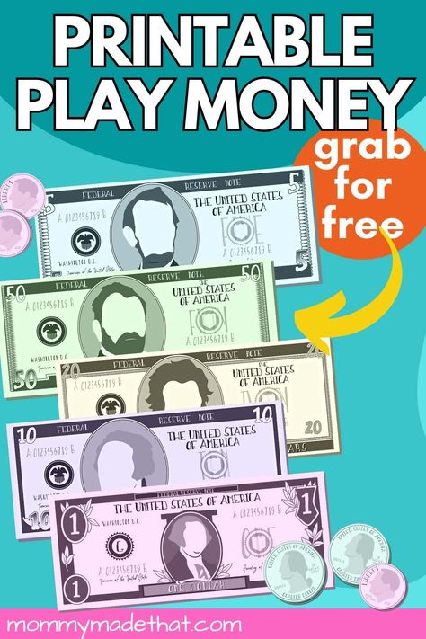 Free Printable Money For Kids, Fake Money Printable For Kids, Play Money Printable Free, Free Printable Play Money, Money To Print, Fake Money Printable, Play Money Template, Math Art Activities, Printable Play Money