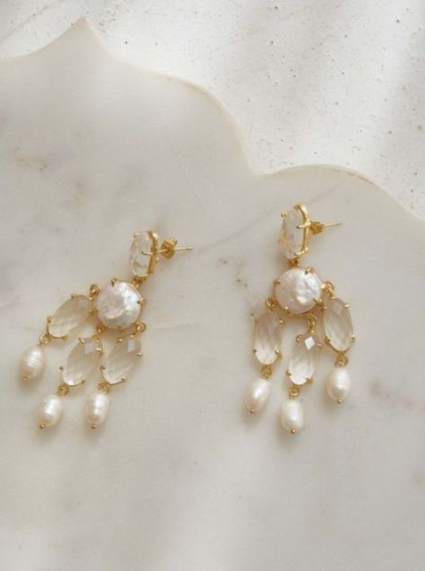 Callie Earrings / Temple by bo & luca / SoHo Bride Bo And Luca, Statement Chandelier, Formal Earrings, Mother Of Pearl Earrings, Bridal Earrings Pearl, Wedding Look, Bohemian Earrings, Antique Earrings, White Crystal