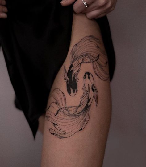 Pisces Tattoo Designs, Koi Tattoo Design, Pisces Tattoos, Koi Tattoo, Koi Fish Tattoo, Tattoos For Black Skin, Skin Details, Fish Tattoo, Dainty Tattoos