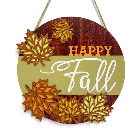 PRICES MAY VARY. 🏠 Fresh Design: This charming wooden fall sign is beautifully adorned with vibrant autumn maple leaves and the cheerful phrase "Happy Fall." It adds a warm, seasonal touch to your doorway, making it a perfect accent for your home. The sign comes with a sturdy hemp rope for easy hanging, so you can effortlessly showcase it anywhere. ❤️ Perfect Size: Measuring approximately 29 x 29 cm (11.4 x 11.4 inches), this delightful "Happy Fall" decor is the ideal size for your front door, Fall Maple Leaves, Sign For Front Door, Harvest Decor, Rustic Autumn, Farmhouse Entryway, Wood Farmhouse, Fall Sign, Fall Thanksgiving Decor, Fallen Leaves