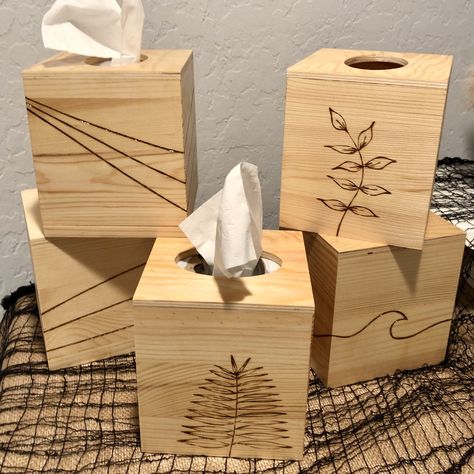 Wooden Tissue Holder Diy, Diy Wood Tissue Box Cover, Wood Tissue Box Covers Diy, Wooden Tissue Box Design, Tissue Box Diy, Wooden Tissue Holder, Tissue Box Design, Modern Rustic Bathroom, Box Covers Diy