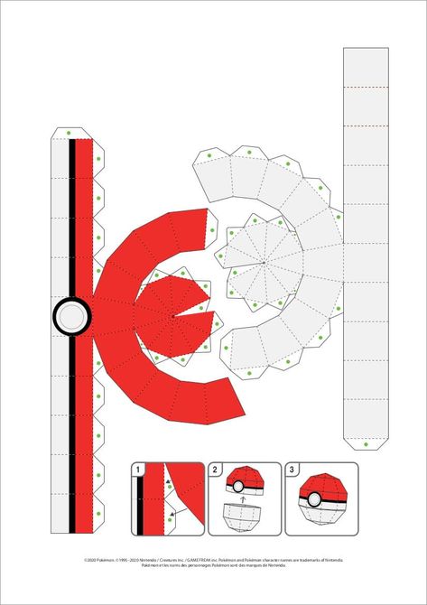 Papercraft Printable Pokemon, Pokemon Ball Craft, Pokeball Printable, Pokeball Craft, Pokemon Papercraft Templates, Pokemon Paper Crafts, Free 3d Papercraft Templates, Origami Pokeball, Pokeball Diy