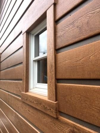 Concrete Log Siding, Cabin Siding Ideas, Concrete Siding Exterior House, Plank Siding Exterior, Barn Siding Exterior, Cabin Siding Exterior, Rustic Siding Exterior, Cedar Trim Exterior, Log Siding Exterior