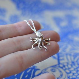 Octopus Necklace, Octopus Pendant, Octopus Design, Silver Jewelry Design, Silver Pieces, Gold Plated Necklace, Handmade Sterling Silver, Gold Plated Sterling Silver, Octopus