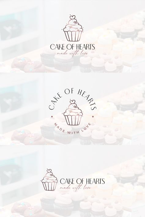 rose gold cupcake logo design with hearts Sweets Logo Ideas, Cupcake Branding Design, Cake Logo Design Ideas, Logo Bakery Cake, Cake Shop Names, Logo Dessert, Cupcake Branding, Sewing Business Logo, Free Business Logo