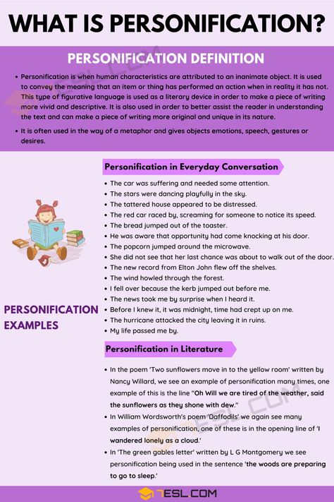 Personification Examples, English Literature Notes, Teaching English Grammar, School Essay, Learn English Grammar, English Writing Skills, Figurative Language, Essay Topics, College Essay