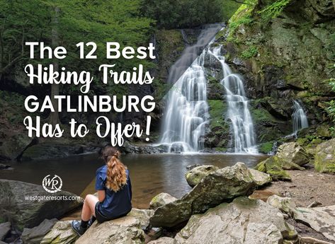 The 12 Best Hiking Trails Gatlinburg Has to Offer! Hiking Trails In Gatlinburg Tn, Gatlinburg Hiking Trails, Gatlinburg Hikes, Smoky Mountain Waterfalls, Smokey Mountains Vacation, Mountains Vacation, Gatlinburg Vacation, Laurel Falls, Tennessee Travel