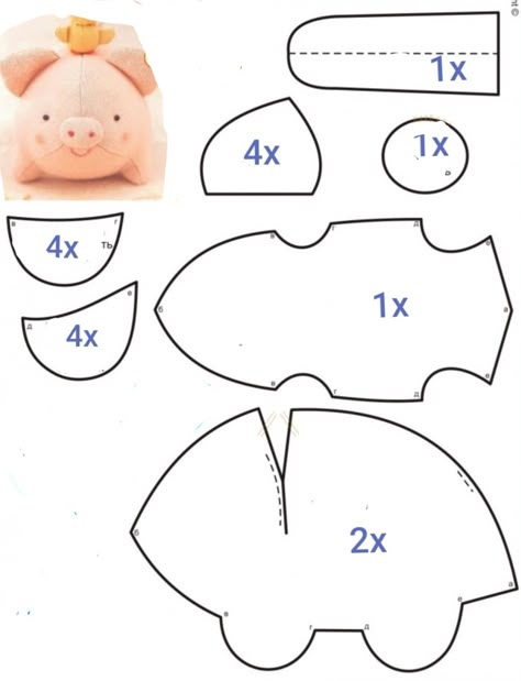 Pig Sewing Pattern Free, Cow Plush Pattern Sewing, Pig Pattern Sewing, Stuffed Pig Pattern Sewing Free, Capybara Sewing Pattern, Pig Stuffed Animal Pattern, Sewing Stuffed Animals Patterns Free, Sewing Templates Animal, Pig Plush Pattern