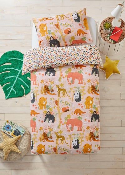 Kids & Nursery Homestore – Matalan Safari Bedroom, Jungle Bedroom, Toddler Duvet Cover, Pink Duvet, 100 Cotton Duvet Covers, Kids Duvet Cover, Pink Duvet Cover, Endangered Animals, Cotton Duvet Cover