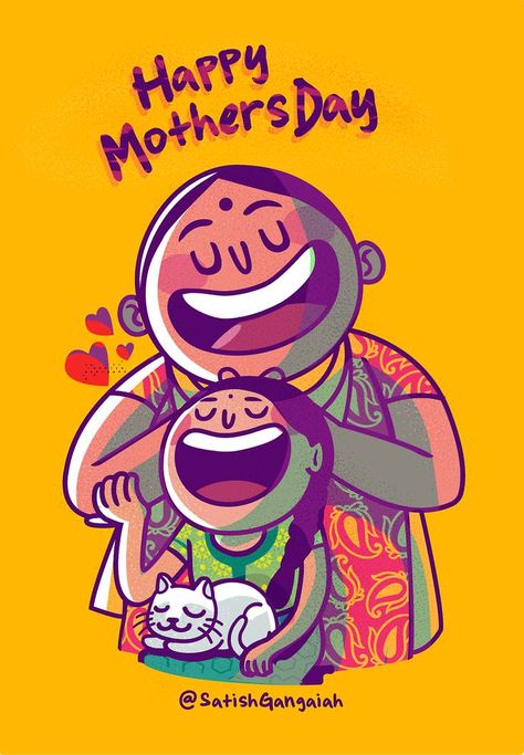 Motherhood Illustration, Mothers Day Cartoon, Happy Mom Day, History Infographic, Funky Quotes, Indian Jokes, Indian Illustration, Naive Illustration, Wedding Album Design