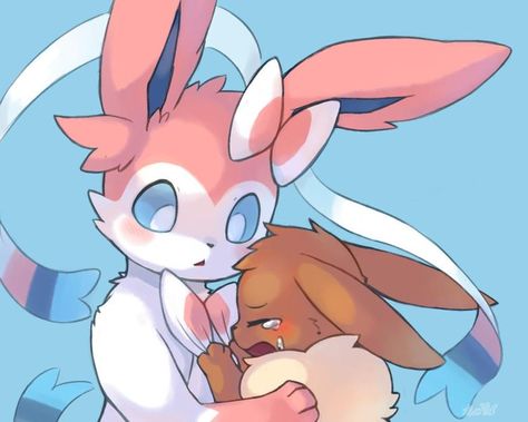 Eevee X Sylveon, Eevee Cute, Pokemon Eeveelutions, Cute Pokemon Pictures, Eevee Evolutions, Pokemon Images, Pokemon Eevee, Pokemon Comics, Cute Pokemon Wallpaper