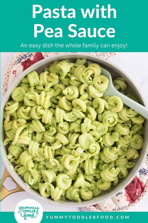 Pasta with Pea Sauce Parmesan Pea Pasta, Creamy Pea Pasta, Toddler Veggies, Pasta For Toddlers, Pea Pasta Sauce, Daycare Recipes, Pea Sauce, Canned Peas, Toddler Recipe