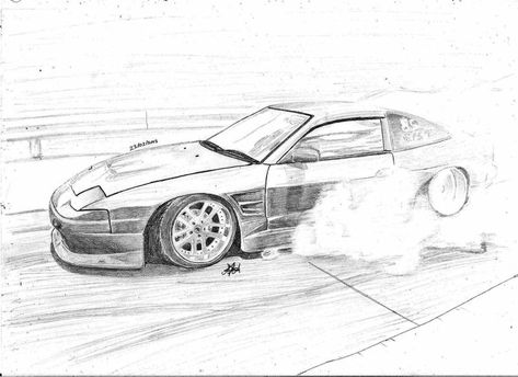 Nissan 180SX by CptSky on DeviantArt Jdm Drawing, Aot Fanart, Toyota Ae86, Nissan 180sx, Car Drawing, Stance Cars, Nissan 240sx, Ae86, Cool Sketches