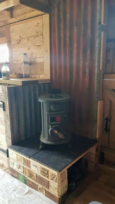 Wood Stove Mantel, Camper Renovation Ideas, Tiny Home Shed, Small Wood Burning Stove, Horse Float, Tiny Wood Stove, Studio Shed, Shed To Tiny House, Bus House