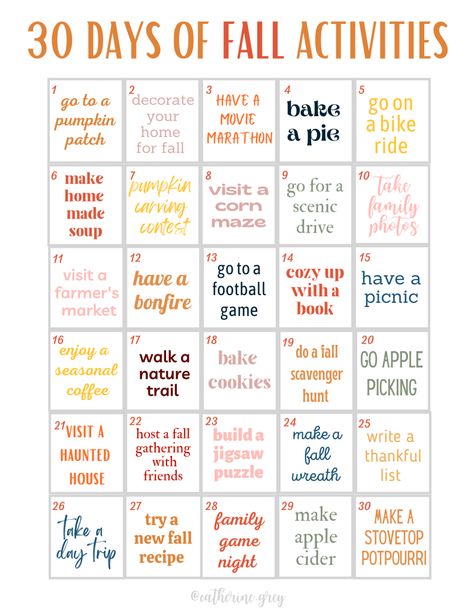 30 Days Of Fall Activities, Autumn Classroom Activities, Fall Home Activities, Fall Activities For Families, Fall Activities At Home, Fun Autumn Activities, Fall Activities For Kids, Fall Family Activities, Activities To Do With Kids