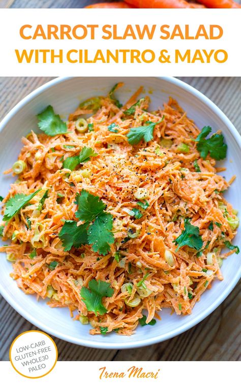 Shredded Carrot Recipe, Shredded Carrot Salad, Ketosis Diet Recipes, Slaw Salad, Salad Recipes Gluten Free, Paleo Vegetables, Carrots Side Dish, Primal Living, Cilantro Salad