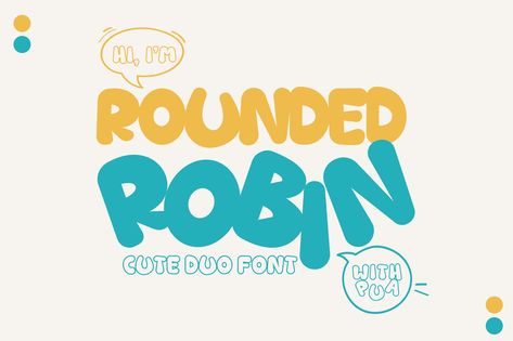 Rounded Robin - Playful Display Font, Decorative ft. rounded & playful - Envato Robin Outline, Typography Unique, Cute Logos, Feminine Fonts, Horror Font, Website Fonts, Free Display Fonts, Font Graphic, Graffiti Font