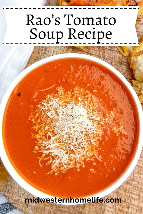 Rao’s Tomato Soup is a cozy, creamy tomato soup with the rich flavors of Rao’s marinara, Parmesan, and savory herbs. Quick, easy, and so comforting—perfect for chilly days! Raos Tomato Soup Recipe, Gordon Ramsay Tomato Soup, Tomato Soup Recipe With Tomato Sauce, Raos Tomato Soup, Tomato Soup With Canned Tomatoes, Easy Homemade Tomato Soup, Italian Stuffed Peppers, Homemade Tomato Soup, Winter Soup Recipe