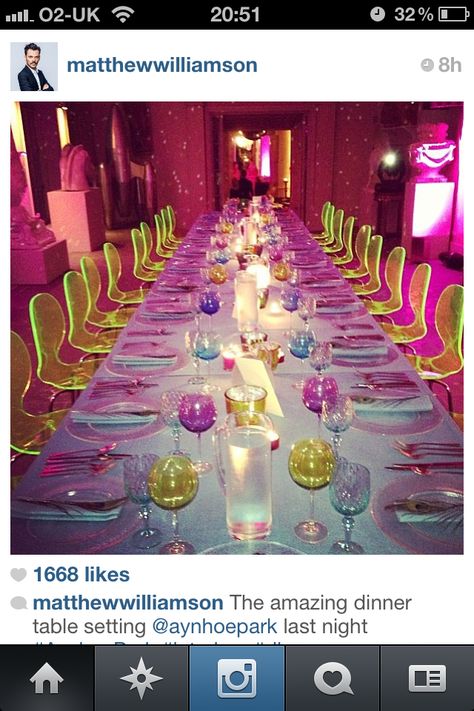 Wedding Table Settings Purple, Aynhoe Park, Diamond Ball, Dinner Table Setting, Purple Wine, Neon Aesthetic, Fun Dinners, Event Inspiration, Wedding Table Settings