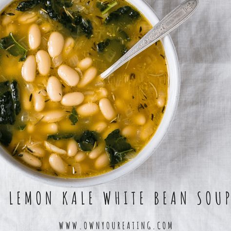 Kale White Bean Soup, Kale White Bean, Lemon Kale, White Bean Soup Recipes, Beans Beans, Bean Soup Recipe, Paleo Soup, Hot And Sour Soup, Bean Soup Recipes